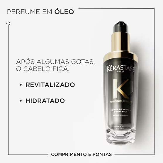 ÓLEO CAPILAR KÉRASTASE CHRONOLOGISTE L'HUILE DE PARFUM REVITALIZADOR REFILÁVEL - 75 ML