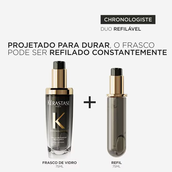 ÓLEO CAPILAR KÉRASTASE CHRONOLOGISTE L'HUILE DE PARFUM REVITALIZADOR REFILÁVEL - 75 ML